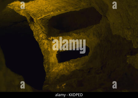 underground ruins in Malta, Maltese catacombs historical tourism concept trave Stock Photo
