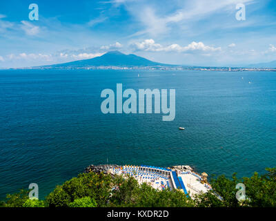 View from Castellammare de Stabia over the Gulf of Naples, behind the Vesuvius, Naples, Campania, Italy Stock Photo