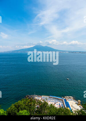 View from Castellammare de Stabia over the Gulf of Naples, behind the Vesuvius, Naples, Campania, Italy Stock Photo