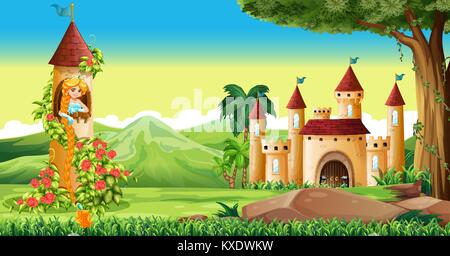 Princess in tower scene illustration Stock Vector Image & Art - Alamy