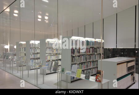 21st Century Museum library in Kanazawa Japan. 21st Century Museum is a museum of contemporary art located next to Kanazawa City Hall. Stock Photo