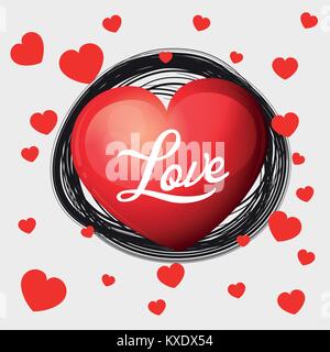 Velentine card template with shiny hearts illustration Stock Vector ...
