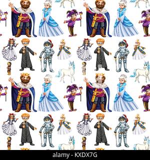 Seamless design with fairytale characters illustration Stock Vector
