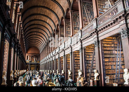 The Long Room, Trinity College Library, Dublin, Ireland Stock Photo