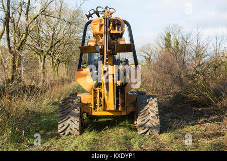 Case 960 Turbo cable laying trencher machine with spool of fibre-optic cable - rollout of broadband internet to rural communities Stock Photo