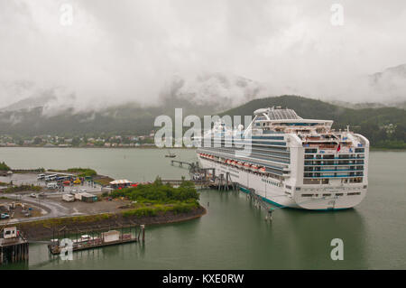 Passenger cruise ship Sapphire Princess anchored at harbor at Juneau, Alaska. Stock Photo