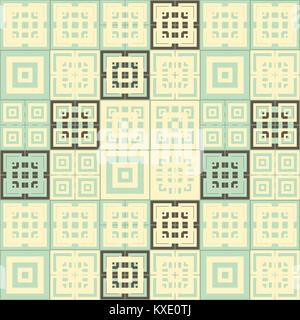 light blue and cream squares inside squares cube pattern background Stock Photo