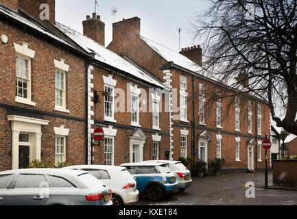 UK, England, Cheshire, Nantwich, Love Lane, elegant Georgian houses on cul-de-sac in winter Stock Photo