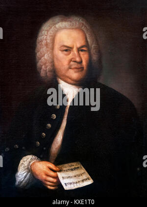 Johann Sebastian Bach, Portrait of the German Baroque composer, J S Bach (1685-1750) by Elias Gottlob Haußmann, 1746. Stock Photo