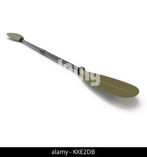 Green plastic kayak paddle isolated on white. 3D illustration Stock Photo