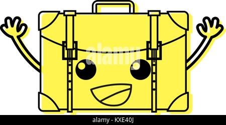 color happy travel backpack kawaii with arms Stock Vector