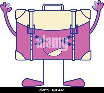 full color happy backpack kawaii with arms and legs Stock Vector