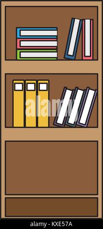 colorful education bookcase with books and folder documents Stock Vector