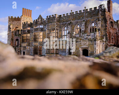 Cowdray castle ruins in Cowdray Park in Midhurst, West Sussex. Stock Photo