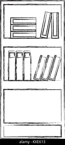figure education bookcase with books and folder documents Stock Vector