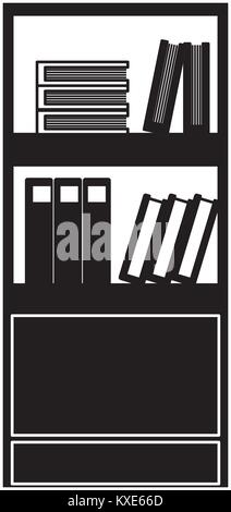 contour education bookcase with books and folder documents Stock Vector