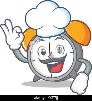 Chef alarm clock character cartoon Royalty Free Vector Image