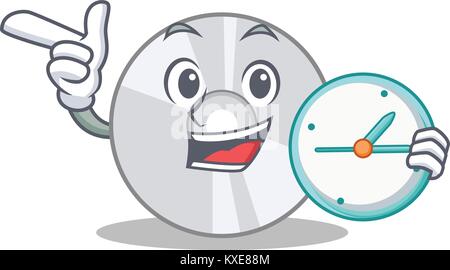 With clock CD character cartoon style Stock Vector