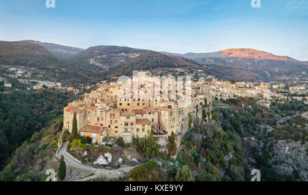 Aerial view of Tourrettes-sur-Loup - medieval mountain village in Alpes-Maritimes, France Stock Photo