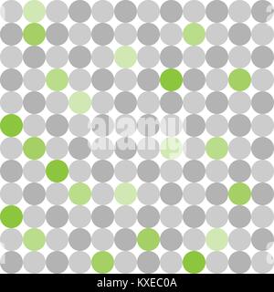 Abstract seamless pattern with grey and green dots on a white background. Vector illustration Stock Vector