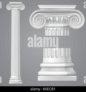 Realistic antique ionic column isolated Stock Vector