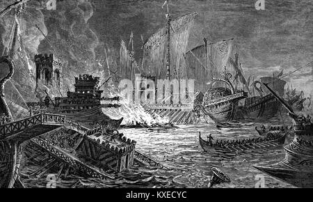 The Battle of Actium on 2 September 31 BC, Ionian Sea, Greece Stock Photo