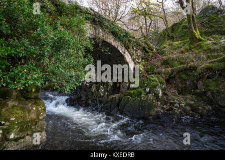 Llanbedr, Cwm Bychan, Gwynedd, North Wales, UK. Ancient stone bridge ...