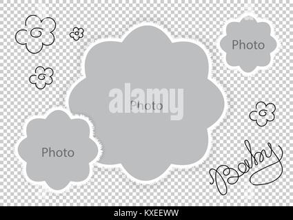 Photo frames flowers template for sweet baby. Vector illustration. Stock Vector