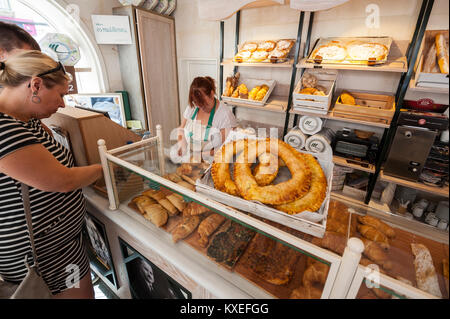 Inside a bakery in Mahon , Menorca , Balearic Islands , Spain Stock Photo