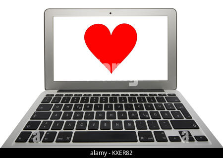 Symbol picture partnership agency,dating agency,heart website on notebook Stock Photo