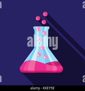 Chemical flask icon, flat style Stock Vector