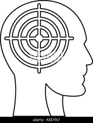 Head with crosshair icon, outline style Stock Vector