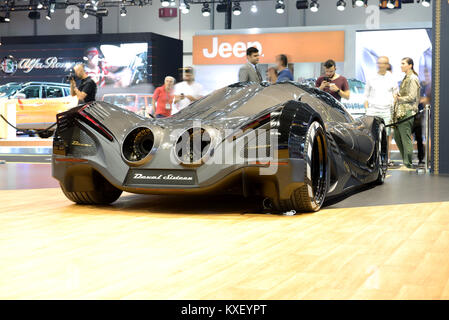 DUBAI, UAE - NOVEMBER 17: The Devel Sixteen supercar is on Dubai Motor Show 2017 on November 17, 2017 Stock Photo