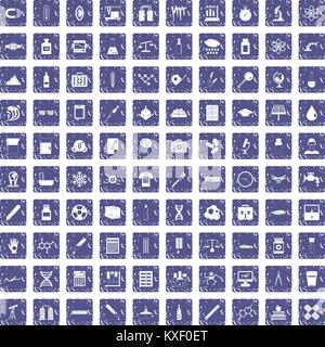 100 laboratory icons set grunge sapphire Stock Vector