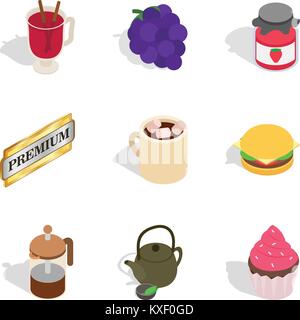 Soft drink icons set, isometric style Stock Vector