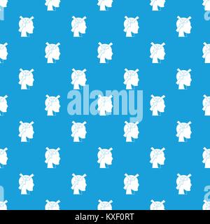 Head with arrows pattern seamless blue Stock Vector