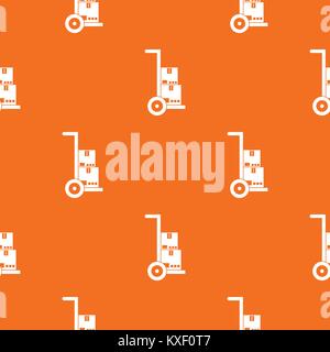 Hand cart with cardboards pattern seamless Stock Vector