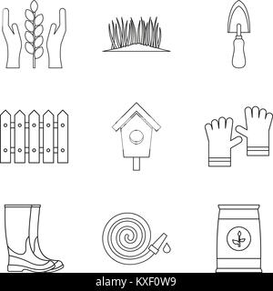 Ecology control icons set, outline style Stock Vector