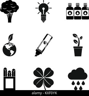 Naturally icons set, simple style Stock Vector