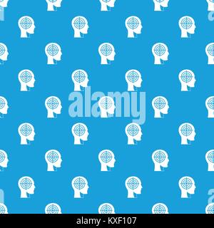 Crosshair in human head pattern seamless blue Stock Vector
