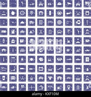 100 loader icons set grunge sapphire Stock Vector