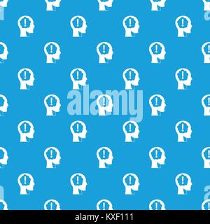 Head with exclamation mark inside pattern seamless blue Stock Vector