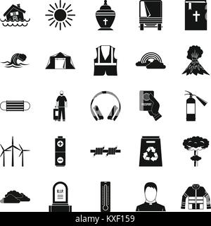 Misfortune icons set, simple style Stock Vector