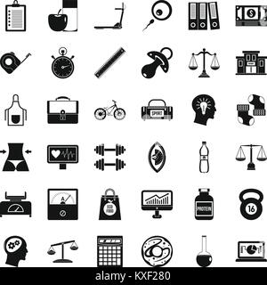 Protein icons set, simple style Stock Vector