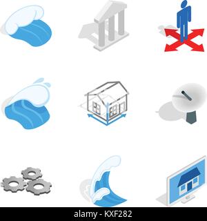 Electric capacity icons set, isometric style Stock Vector