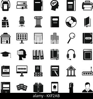 Librarian icons set, simple style Stock Vector