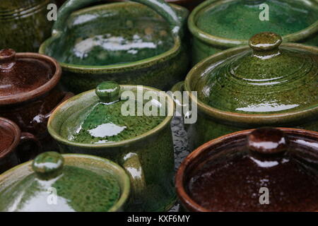 Beautiful green and brown vases Stock Photo