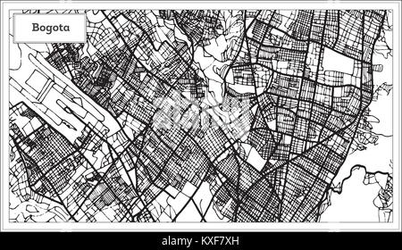 Bogota Colombia City Map in Black and White Color. Outline Map. Vector Illustration. Stock Vector