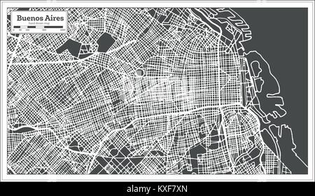 Buenos Aires Argentina City Map in Retro Style. Outline Map. Vector Illustration. Stock Vector