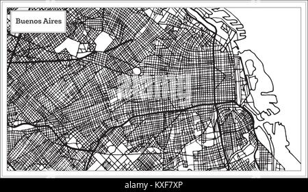 Buenos Aires Argentina City Map in Black and White Color. Outline Map. Vector Illustration. Stock Vector